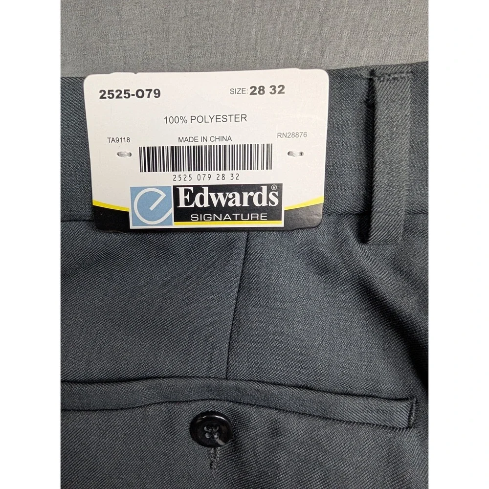 Edwards Men's‎ Grey Flat Front Dress Pants Slacks Size 28 x 32
